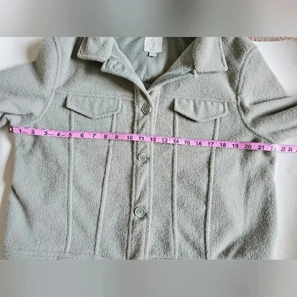 Joie Size XL cropped boxy shacket Sage green button up jacket - Picture 9 of 10